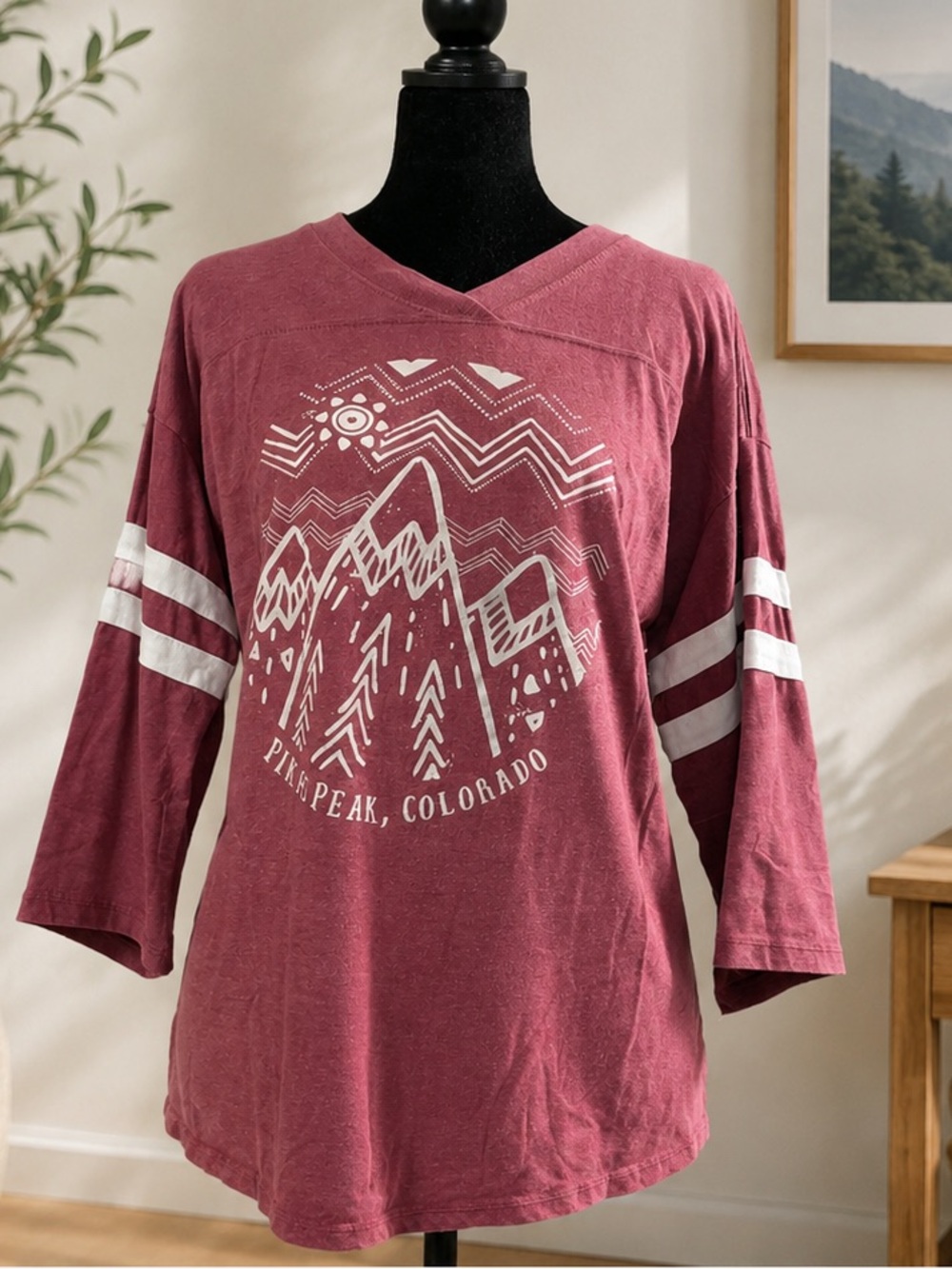 MV Sport Heathered Maroon Crewneck Tee